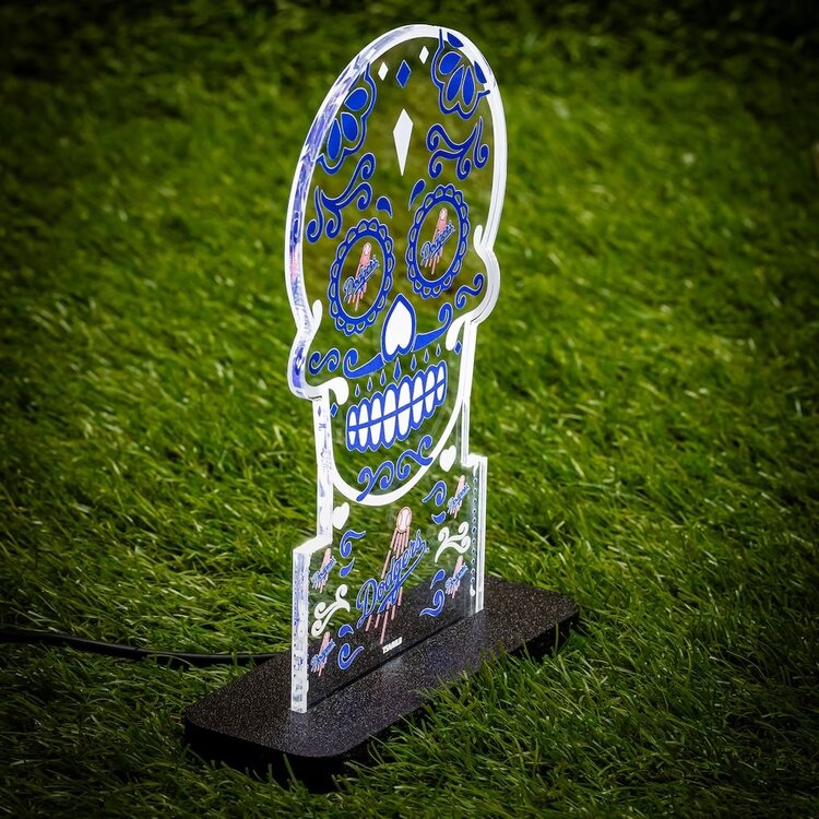 Evergreen LA Dodgers 10" LED Tabletop Sugar Skull Halloween Desklite Sign