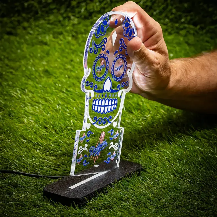 Evergreen LA Dodgers 10" LED Tabletop Sugar Skull Halloween Desklite Sign