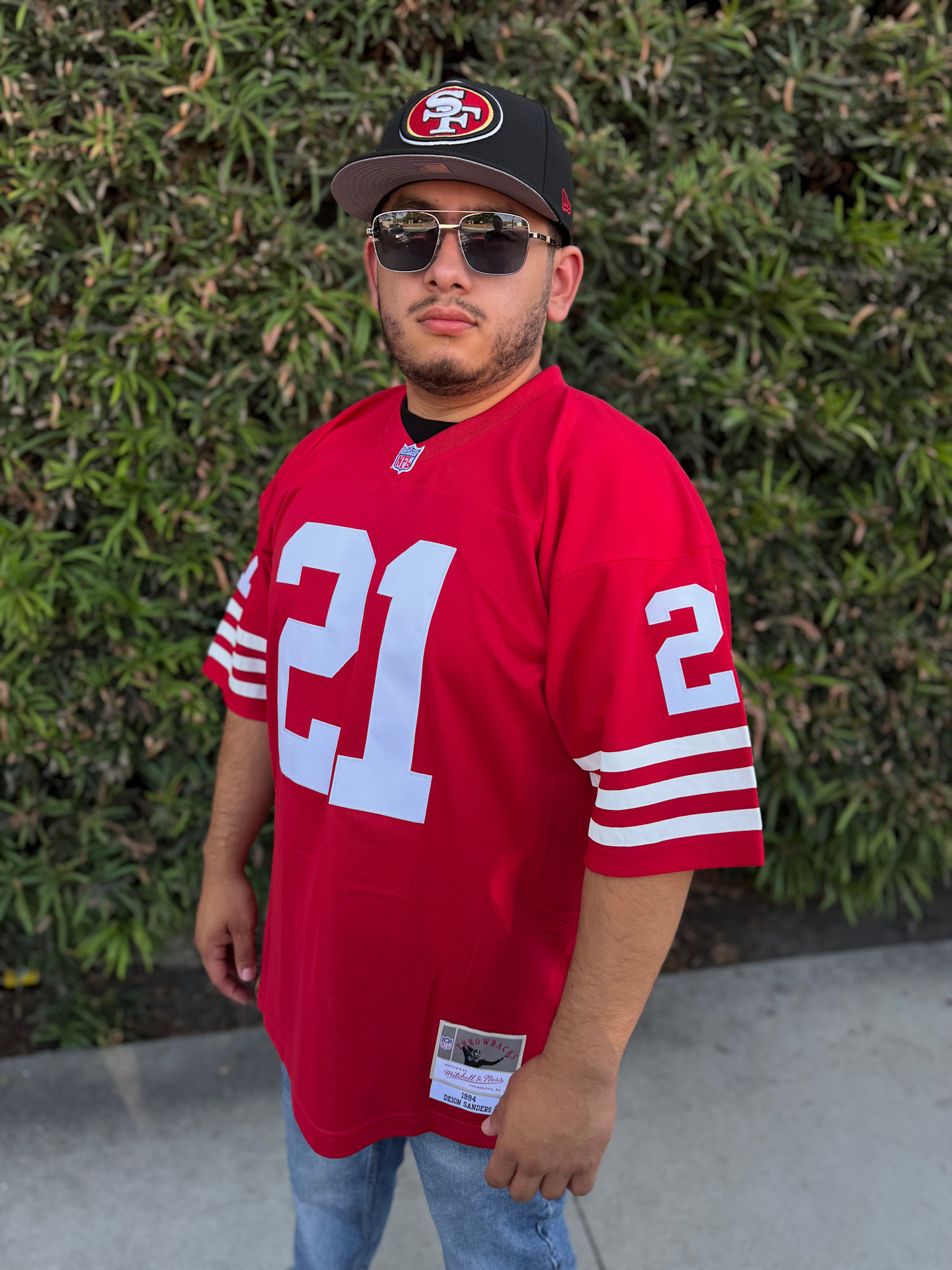 NFL 49ers Men's Mitchell & Ness 1994 Deion Sanders #21 Jersey Red