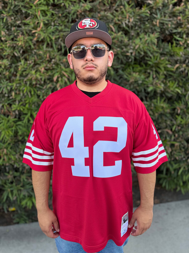 Mitchell and Ness NFL San Francisco 49ers Men's Mitchell & Ness 1990 Ronnie Lott #42 Jersey Red