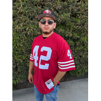 Mitchell and Ness NFL San Francisco 49ers Men's Mitchell & Ness 1990 Ronnie Lott #42 Jersey Red