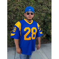 Mitchell and Ness NFL Los Angeles Rams Men's Mitchell & Ness 1999 Marshall Faulk #28 Jersey Blue