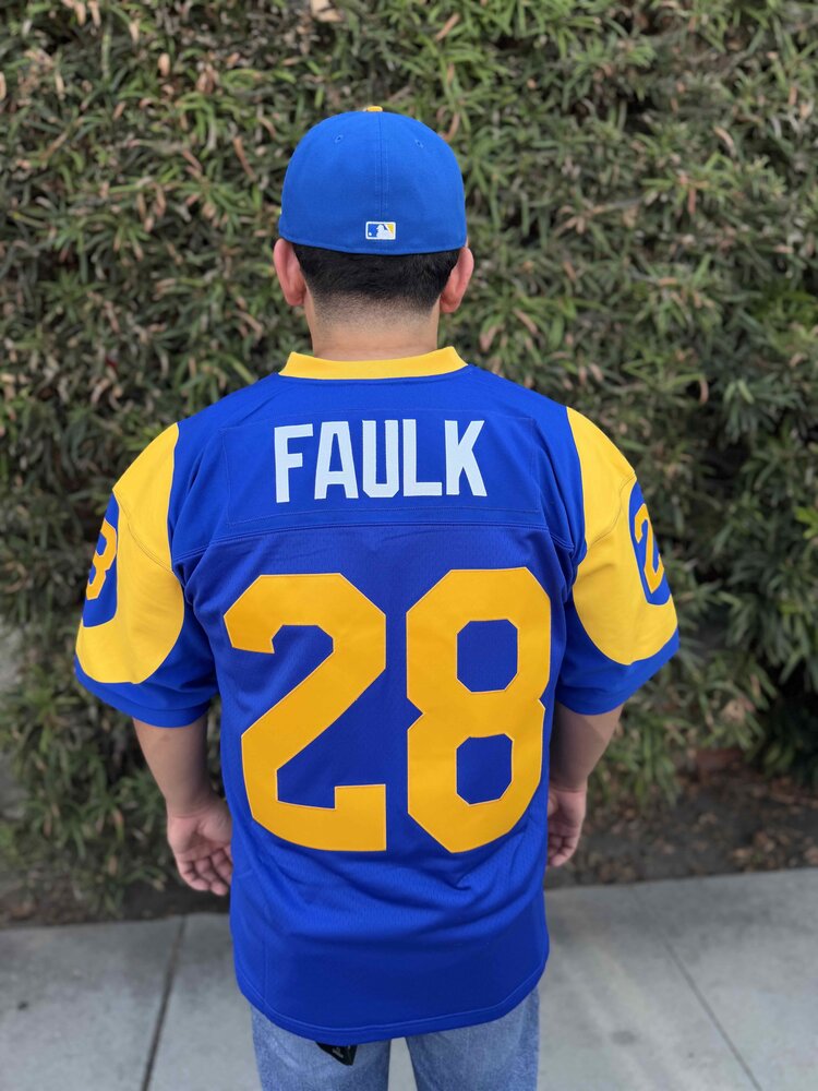 Mitchell and Ness NFL Los Angeles Rams Men's Mitchell & Ness 1999 Marshall Faulk #28 Jersey Blue