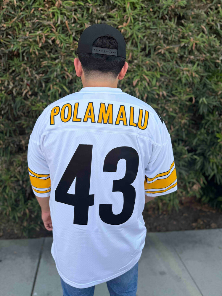 Mitchell and Ness NFL Pittsburgh Steelers Men's Mitchell & Ness 2005 Troy Polamalu #43 Jersey White