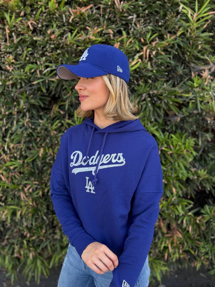 New Era LA Dodgers Women's NE Royal Distressed Wordmark Hoodie