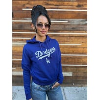 New Era LA Dodgers Women's NE Royal Distressed Wordmark Hoodie