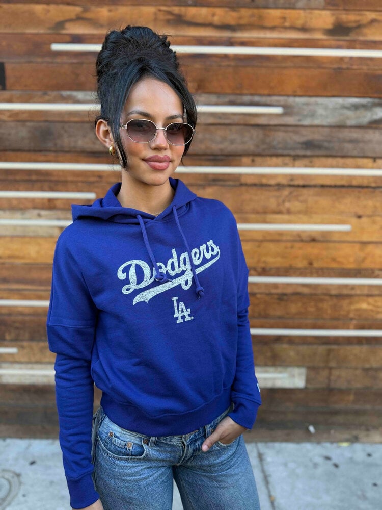 New Era LA Dodgers Women's NE Royal Distressed Wordmark Hoodie