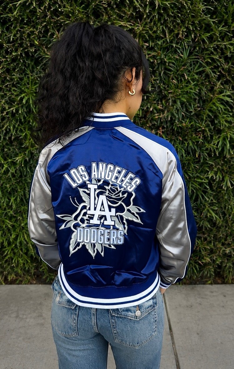 New Era LA Dodgers Women's NE Royal/Gray Rose Satin Jacket