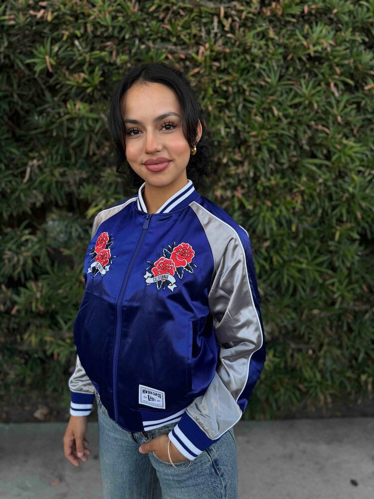 New Era LA Dodgers Women's NE Royal/Gray Rose Satin Jacket
