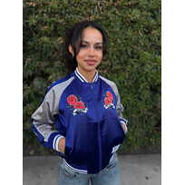 New Era LA Dodgers Women's NE Royal/Gray Rose Satin Jacket