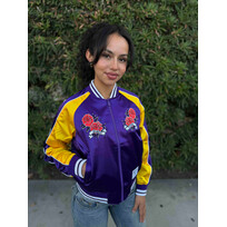 New Era LA Lakers Women's NE Purple/Gold Rose Satin Jacket