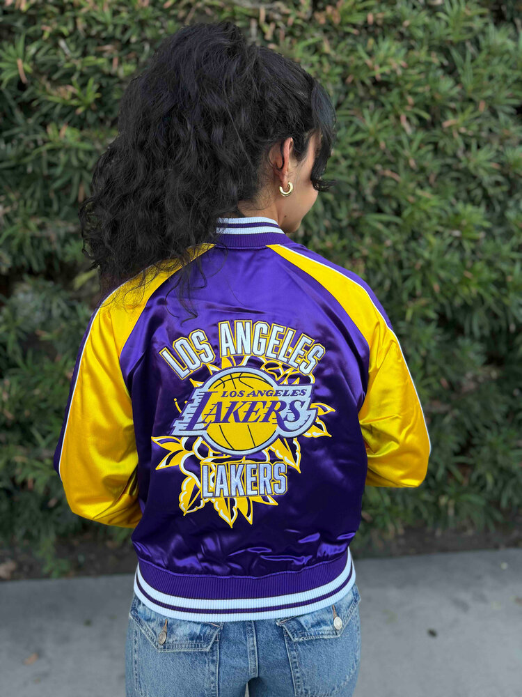 New Era LA Lakers Women's NE Purple/Gold Rose Satin Jacket