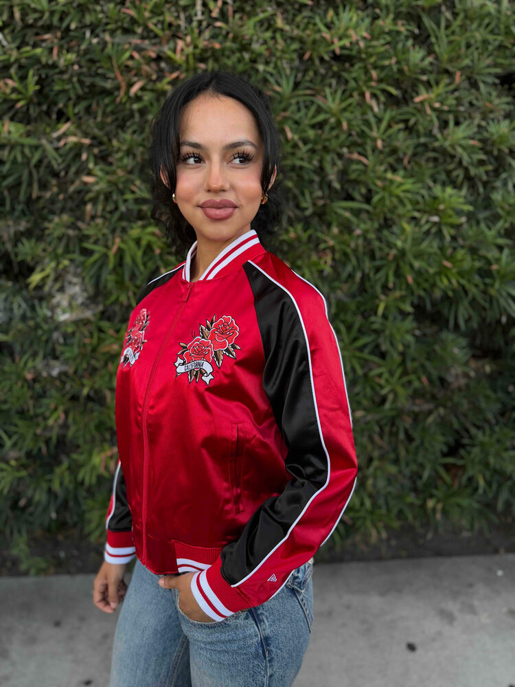 New Era 49ers Women's NE Red/Black Rose Satin Jacket