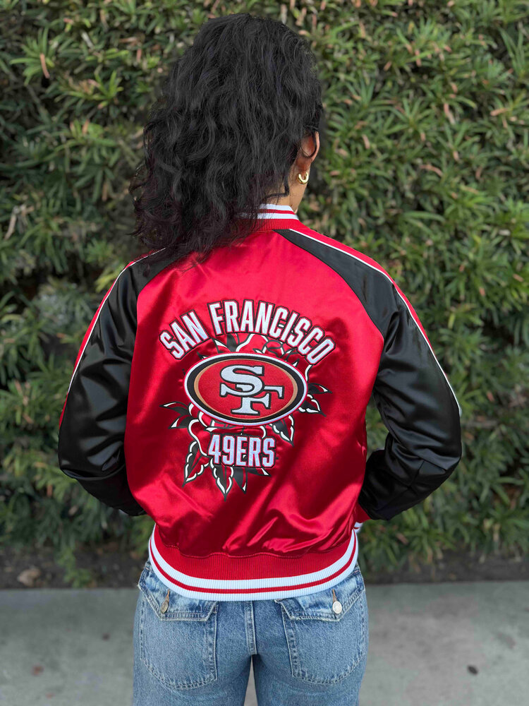 New Era 49ers Women's NE Red/Black Rose Satin Jacket