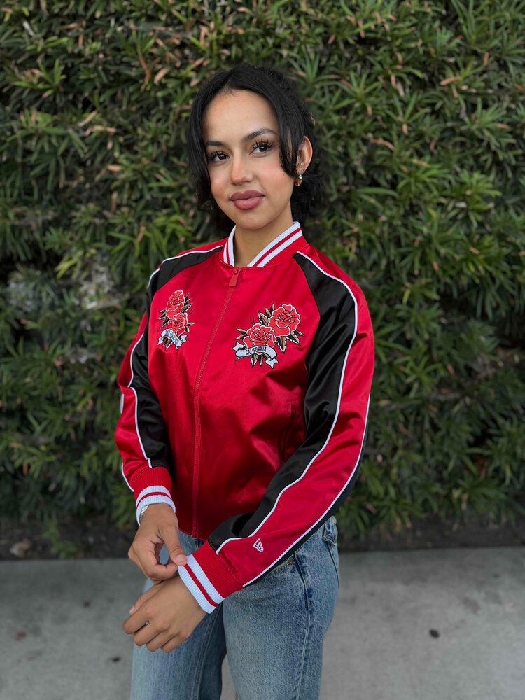 New Era 49ers Women's NE Red/Black Rose Satin Jacket