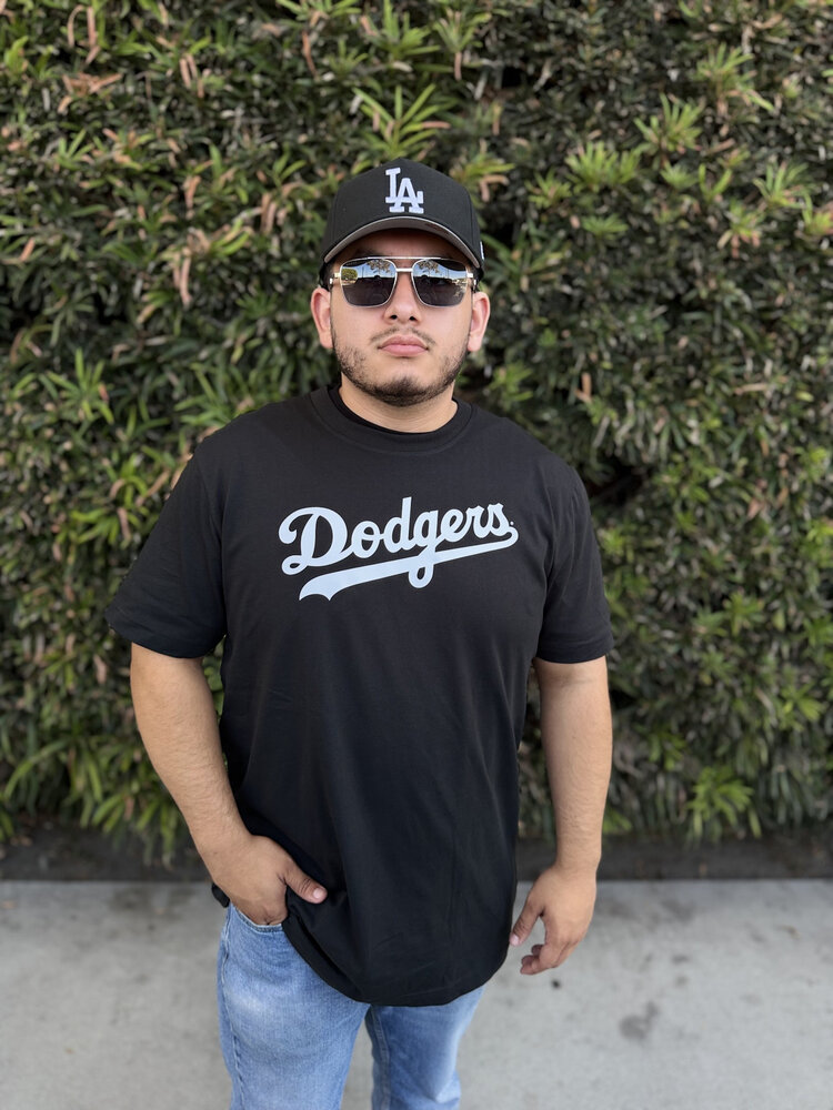 New Era LA Dodgers NE Men's Black Wordmark Tee