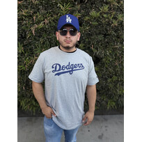 New Era LA Dodgers NE Men's Heather Gray Wordmark Tee