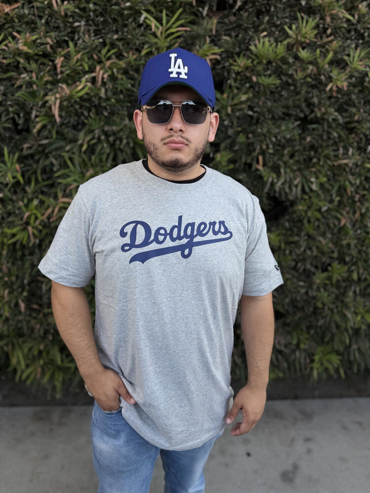 New Era LA Dodgers NE Men's Heather Gray Wordmark Tee