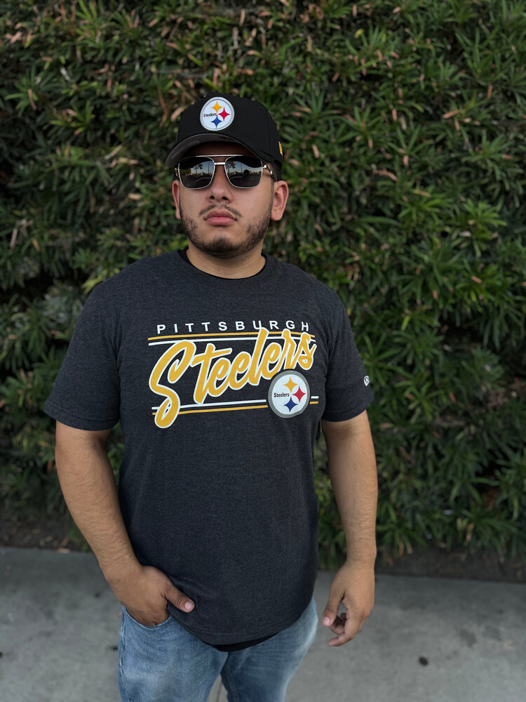 New Era Steelers NE M Black Script S/S Tee