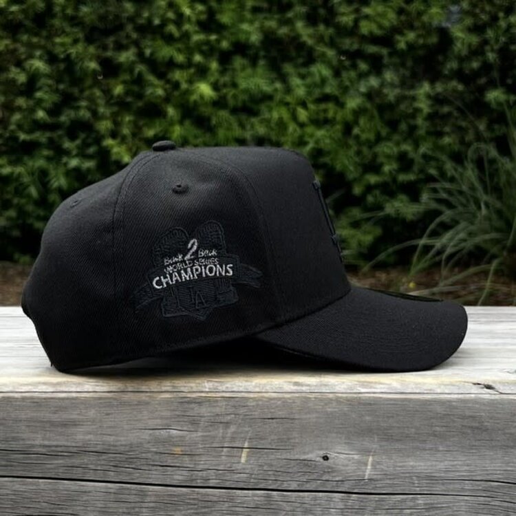 New Era LA Black Black World Series Back 2 Back Champs Trophies 940 a-frame