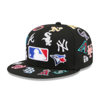 New Era MLB All Over Logo Black Fitted