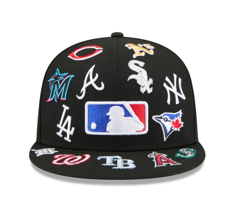 New Era MLB All Over Logo Black Fitted