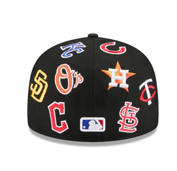 New Era MLB All Over Logo Black Fitted