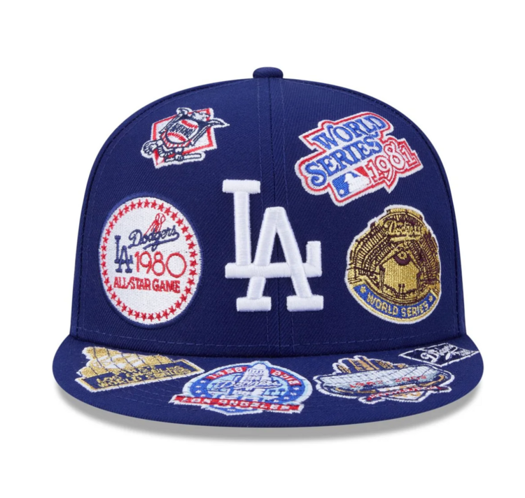 New Era LA Dodgers All Over Logo Royal Fitted