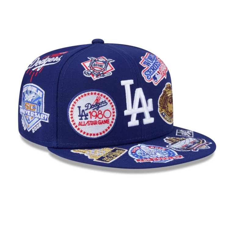 New Era LA Dodgers All Over Logo Royal Fitted
