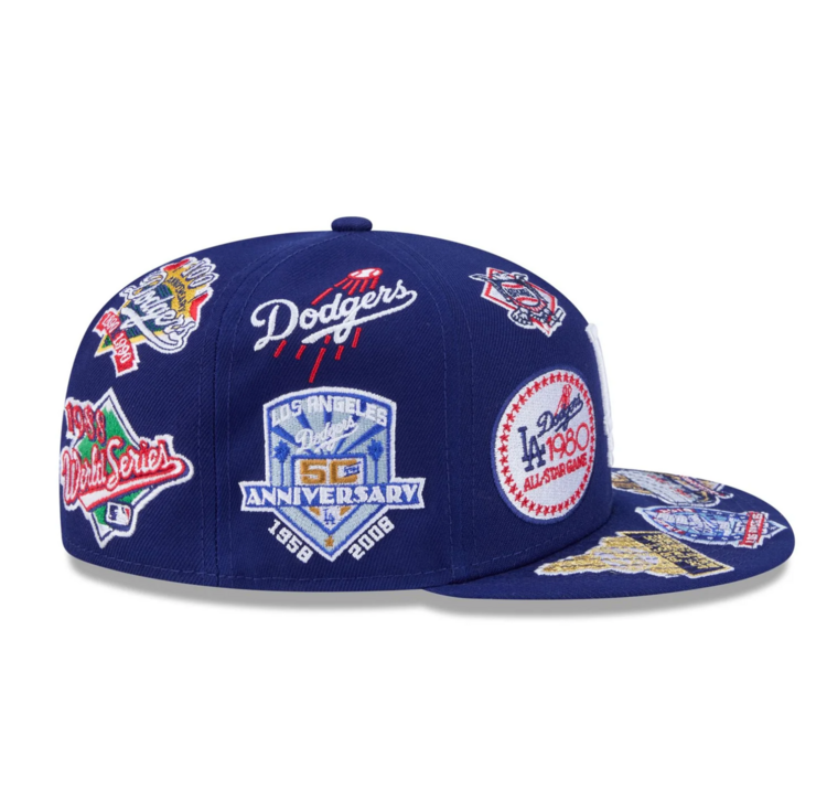 New Era LA Dodgers All Over Logo Royal Fitted