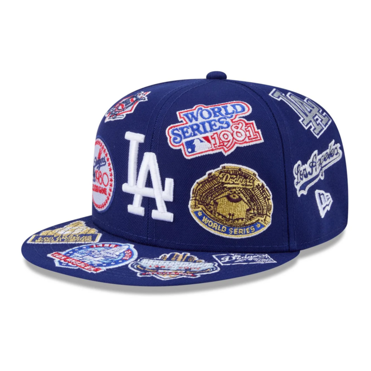 New Era LA Dodgers All Over Logo Royal Fitted