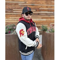 Mitchell and Ness USC Trojans Men's M&N Courtside Fleece Button Front Hooded Jacket