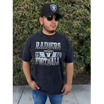 New Era Raiders Men's NE Block + 1960 Black Mineral Wash SS Tee