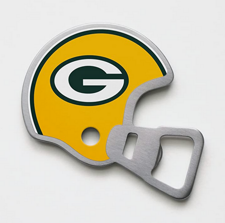 You The Fan Season Opener Helmet Magnetic Stainless Steel Bottle Opener - Packers