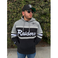 Mitchell and Ness Raiders M&N Head Coach Hoodie Gray Black Shield