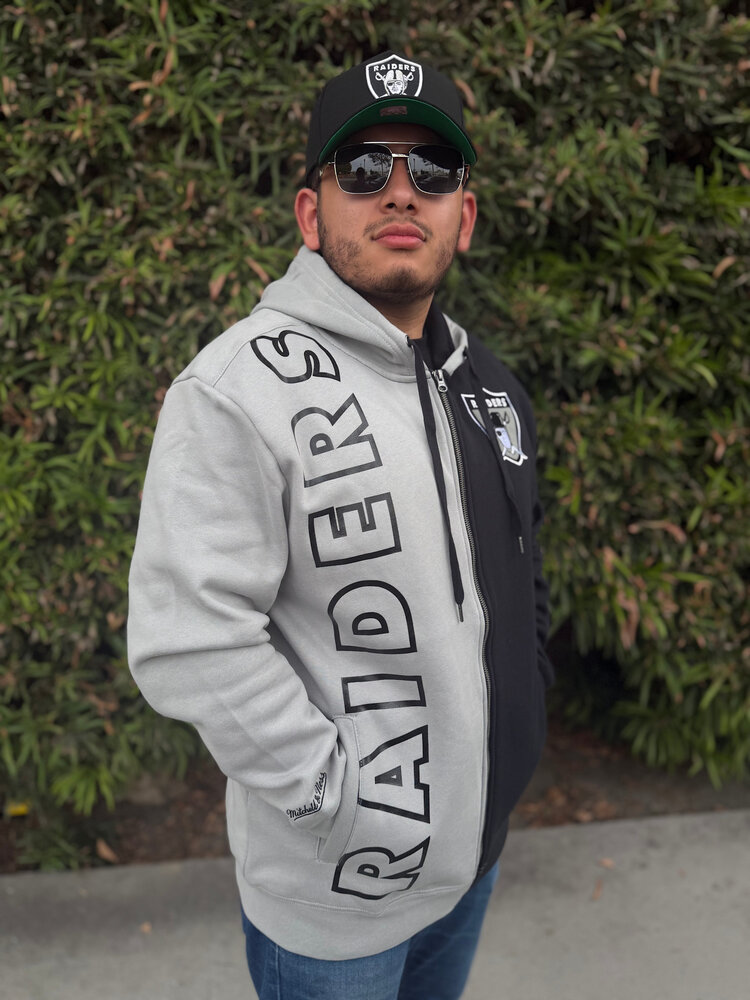 Mitchell and Ness NFL Raiders Men's M&N Full Zip Fleece 2.0 Gray-Black
