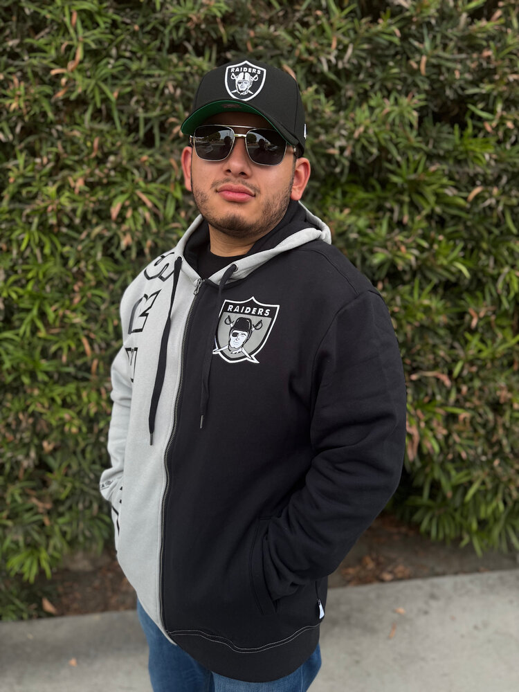Mitchell and Ness NFL Raiders Men's M&N Full Zip Fleece 2.0 Gray-Black