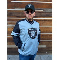G-III Raiders M GIII Batter's Box Gray/Black V-Neck Pullover