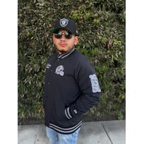 New Era Raiders NE M Black Nylon Varsity Snap Button Jacket