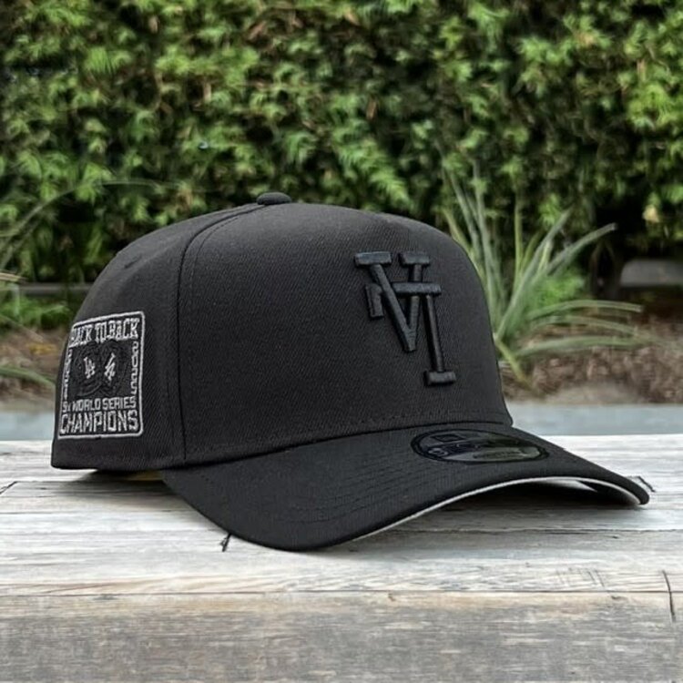New Era LA Dodgers Upside Down Black Black Back to Back Champions Rings 940 A-Frame