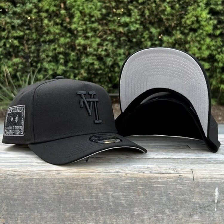 New Era LA Dodgers Upside Down Black Black Back to Back Champions Rings 940 A-Frame