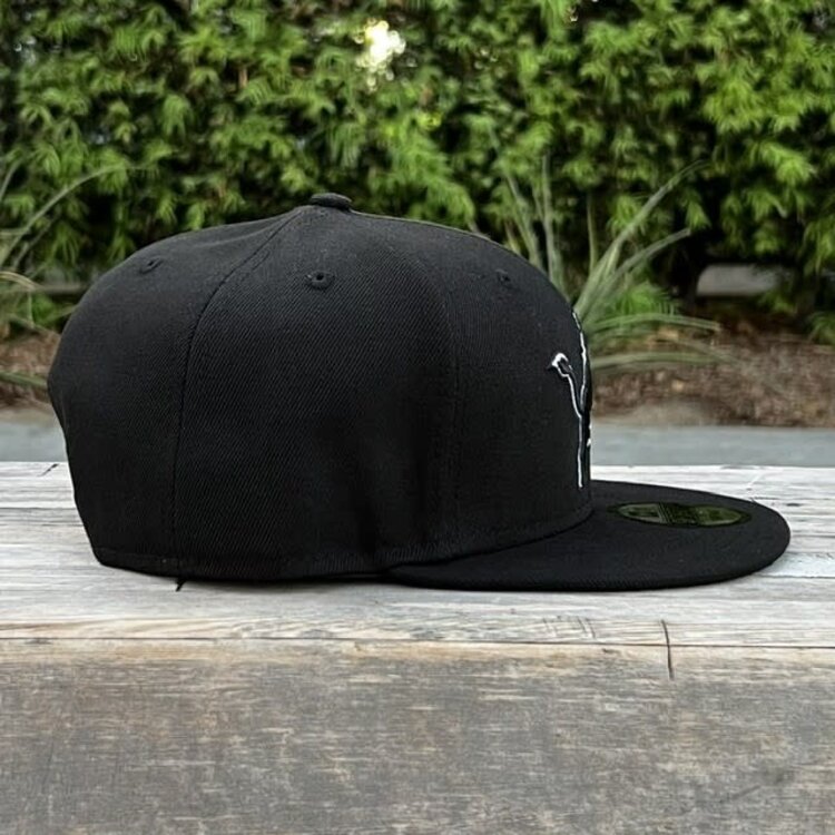 New Era Detroit Lions Black Black White Snapback 950