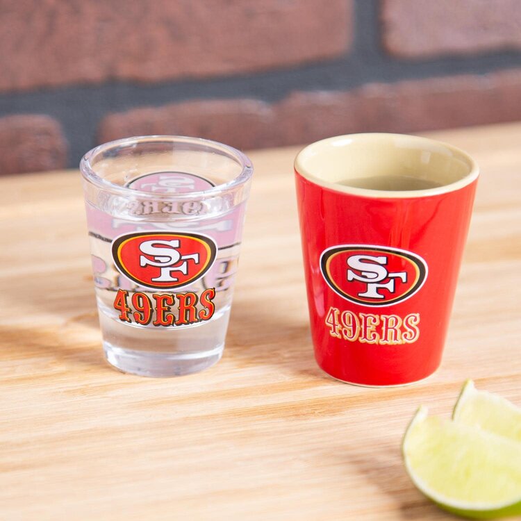 Evergreen 4-Piece Ceramic and Glass 2oz. Shot Glass Boxed Set - San Francisco 49ers