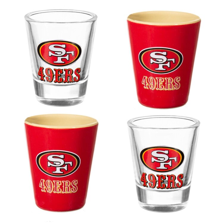 Evergreen 4-Piece Ceramic and Glass 2oz. Shot Glass Boxed Set - San Francisco 49ers