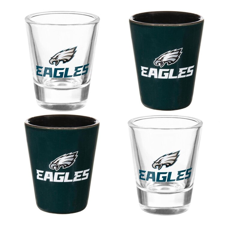 Evergreen 4-Piece Ceramic and Glass 2oz. Shot Glass Boxed Set - Philadelphia Eagles