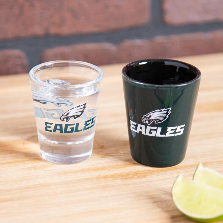 Evergreen 4-Piece Ceramic and Glass 2oz. Shot Glass Boxed Set - Philadelphia Eagles