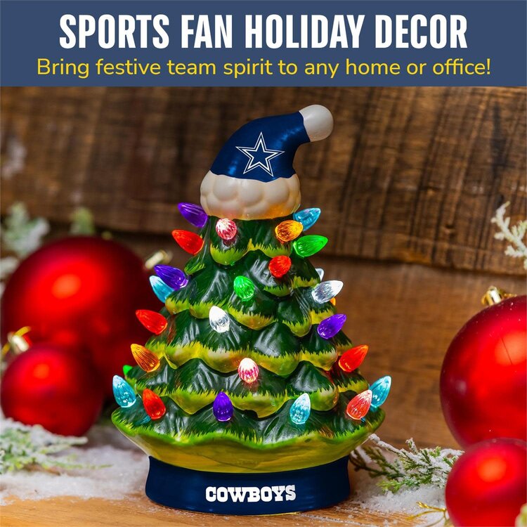Evergreen 8" LED Ceramic Christmas Tree - Dallas Cowboys