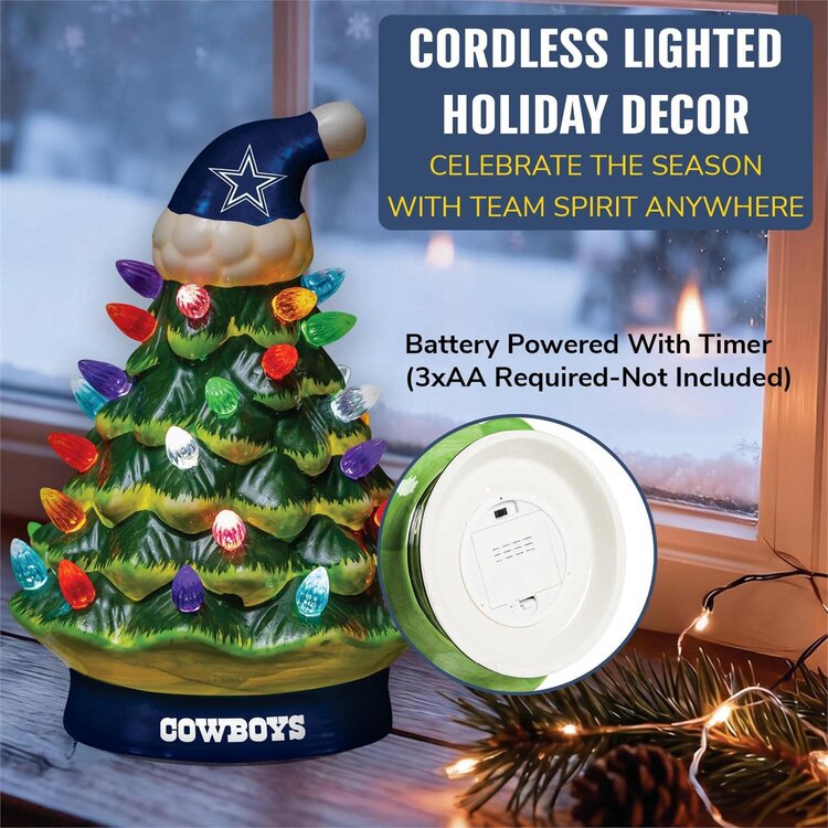 Evergreen 8" LED Ceramic Christmas Tree - Dallas Cowboys