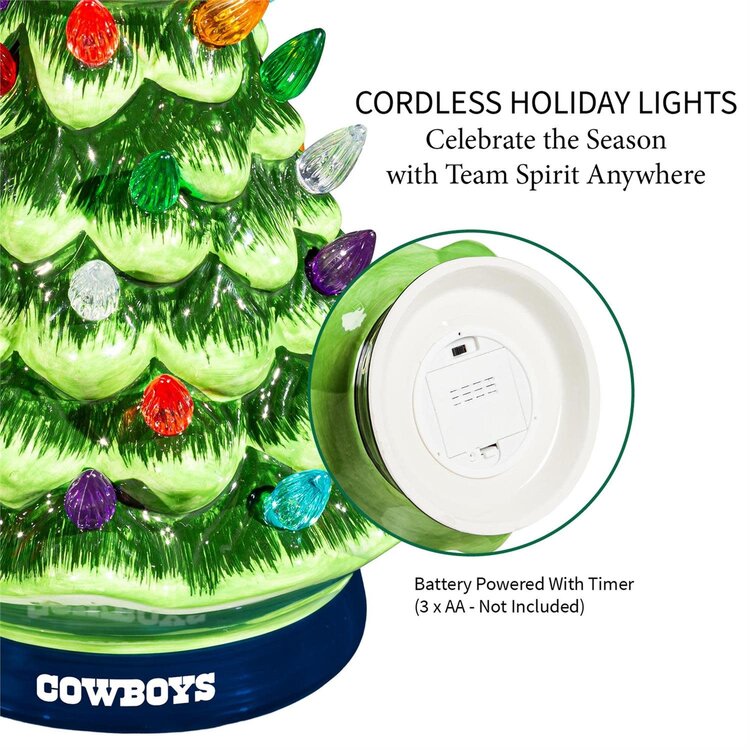 Evergreen 8" LED Ceramic Christmas Tree - Dallas Cowboys