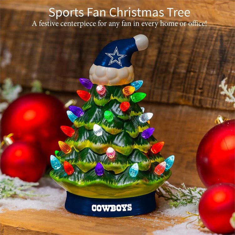 Evergreen 8" LED Ceramic Christmas Tree - Dallas Cowboys